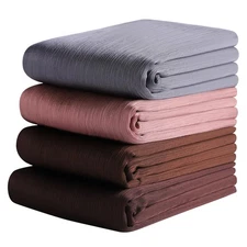 4-PCS Muslim Women Natural Wrinkle Long Satin Crepe Hijab Set Shawl Wrap