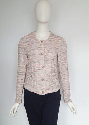 Esprit Size 12 Pink Woven Tweed Long Sleeve Blazer Jacket