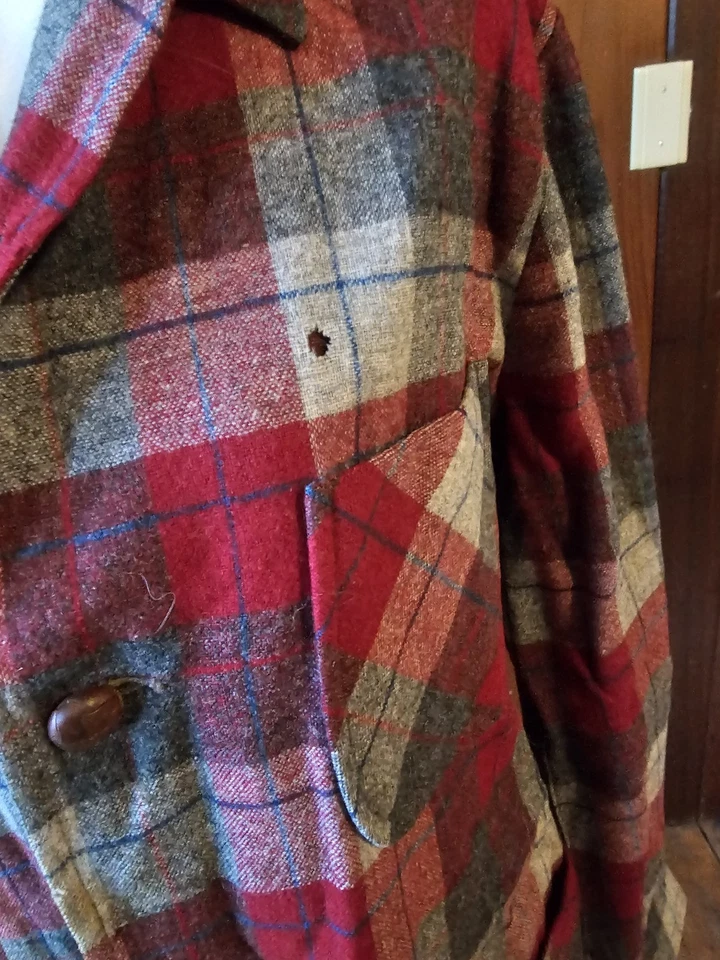 Женская винтажная шерстяная рубашка Pendleton Mills в красной клетке на пуговицах M 100% шерсть - Изображение 3 из 4