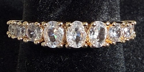 Goldfarbener Strass Trachtenring Statement Verlobung Versprechen Ring Größe 7,25 - Bild 1 von 2