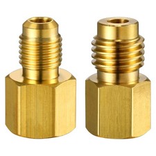 2 Pieces 6015 R134A Brass Tank Adapter to R12 Fitting Adapter
