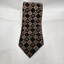 McDonalds Employee Uniform Tie Crest Black Gold Burgundy Geometric Arches 60in