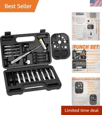 Mechanical Punch Set: Pin Punches & Detachable Hammer with Bench Block