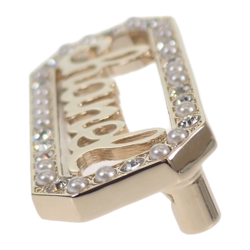 シャネル ブローチ ロゴ ABB776 B14169 NR657シャンパンゴールド CHANEL Logo Abb776 B14169 Nr657 Brooch Metal Rhinestone Fake