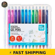 Pen Gear 24-Count Retractable Gel Ink Pens, Assorted Colors, 0.7mm