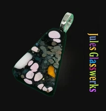 Hand Crafted  Fused Glass Pendant W/Chain #1357