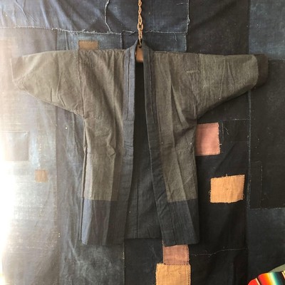 Vintage japanischer Boro Stoff Noragi Indigo Dye Streifen