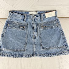 Abercrombie A F Women s High Rise Blue Denim Mini Skirt NWT Size 26/2 Zippers
