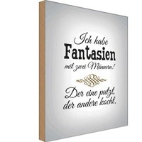 Holzschild 18X12 Cm Fantasien Zwei MäNner 1 Putzt Frauen Deko Geschenk Holz Schi