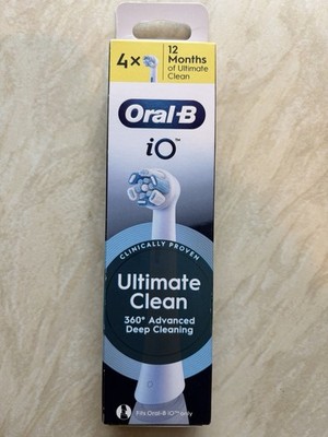 Original Oral-B iO Ultimate Clean Ersatzbürstenköpfe WEISS x 4 Neu & Originalverpackt