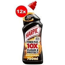 12 x Harpic Power Plus Max Disinfectant Toilet Cleaner Limescale Removal 750ml 3.10 per litre