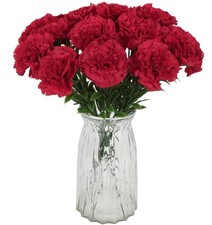 16PCS Red Carnations Artificial Flowers 14.8'' Fake Carnation Silk Flowers wi...