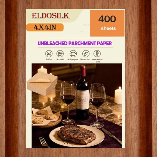 4x4 Inch Baking Parchment Paper 400 Sheets/Pack Non-Stick Food-Grade Unbleached - Picture 6 of 10