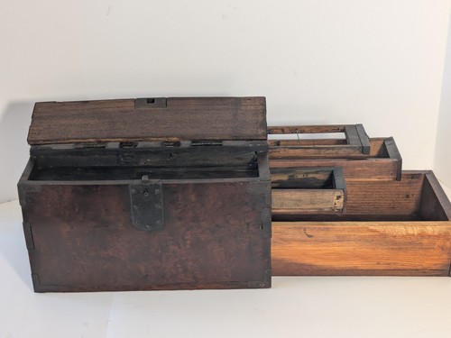 Antike japanische Suzuribako Tansu Kalligraphen Schatulle - Bild 2 von 12