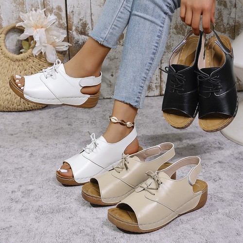 Cómodas Sandalias Ortopédicas Peep Toe Mujer Mules Verano Zapatillas Zapatos Planos - Imagen 6 de 22