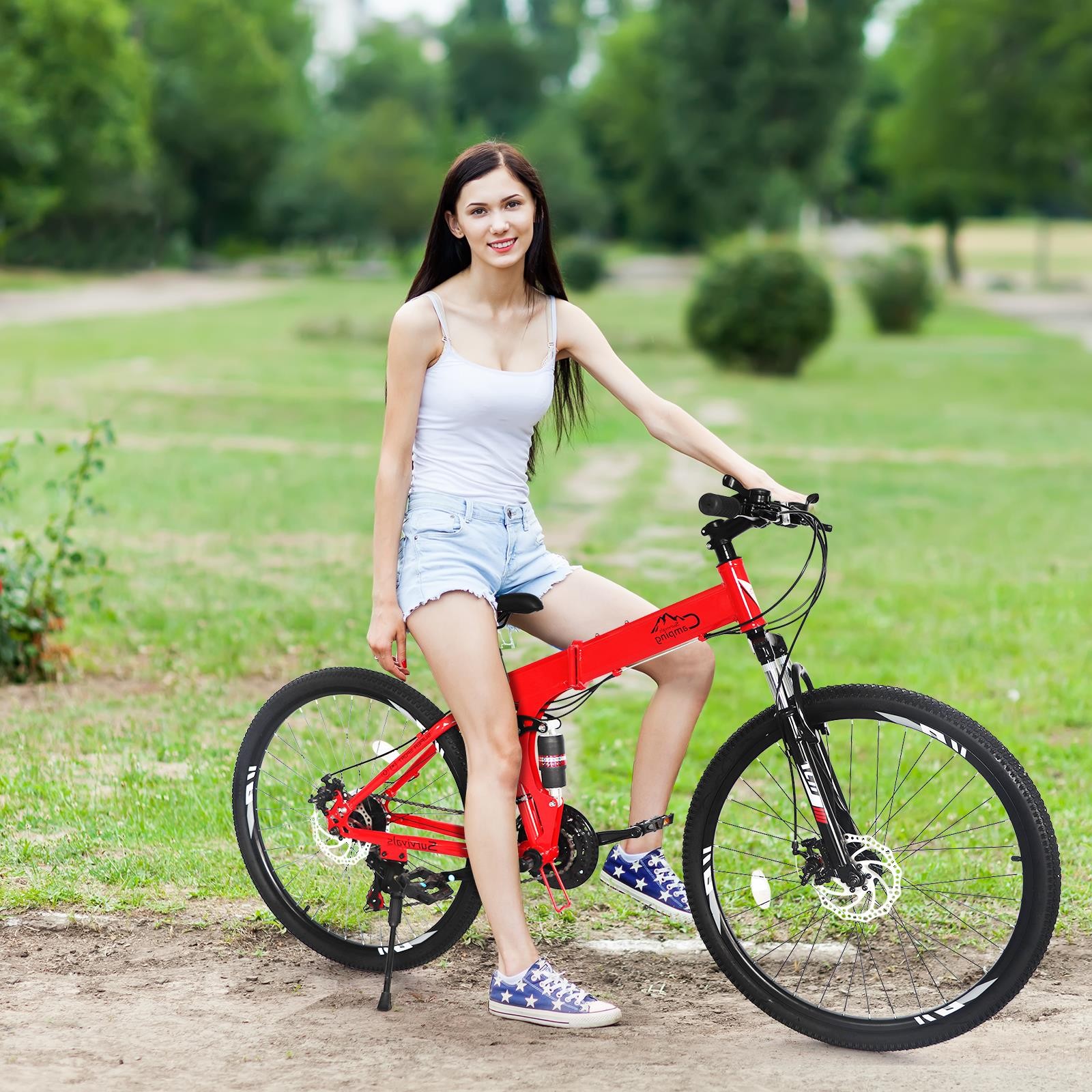 Folding 21 Speeds MTB 26" Riding Mountain Bike Cycling Trail Road Bicycle