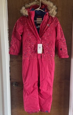 Roxy Pink  Jumpsuit One Piece Hooded Snow Ski Suit Girls Size 6/7