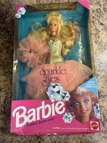 Vintage Mattel Barbie Sparkle Eyes Doll 11.5 in Blonde Blue Eyes 1991 Boxed