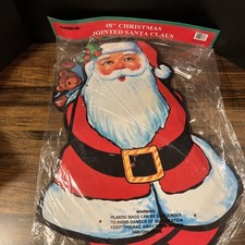 Vintage Rare Amglo 48" Christmas Jointed Santa Claus Wall Decoration Read