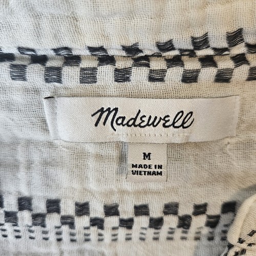 Madewell Lightspun Lakeline Popover Top Boho Relaxed Size Medium Cream - Imagen 4 de 8