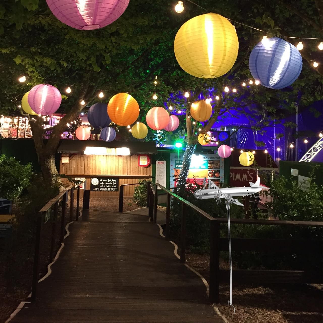 Airplane Windmill Iron Crafts for Outdoor Garden Decoration Vivid Sculpted Or...