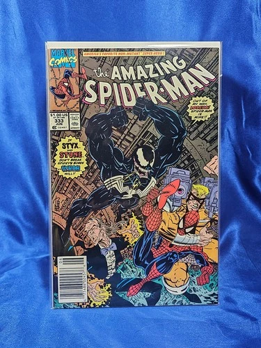 Amazing Spider-Man #333 1992 Marvel Newsstand UPC Larsen Venom Cover VF+ 8.5
