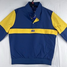 CB Sports Jacket Blue Colorblock Snap Pullover Nylon Windbreaker NEW