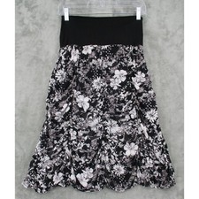 VTG Surrealist Skirt Womens Size 2 M Floral Boho Pull On USA Midi Dark Romantic