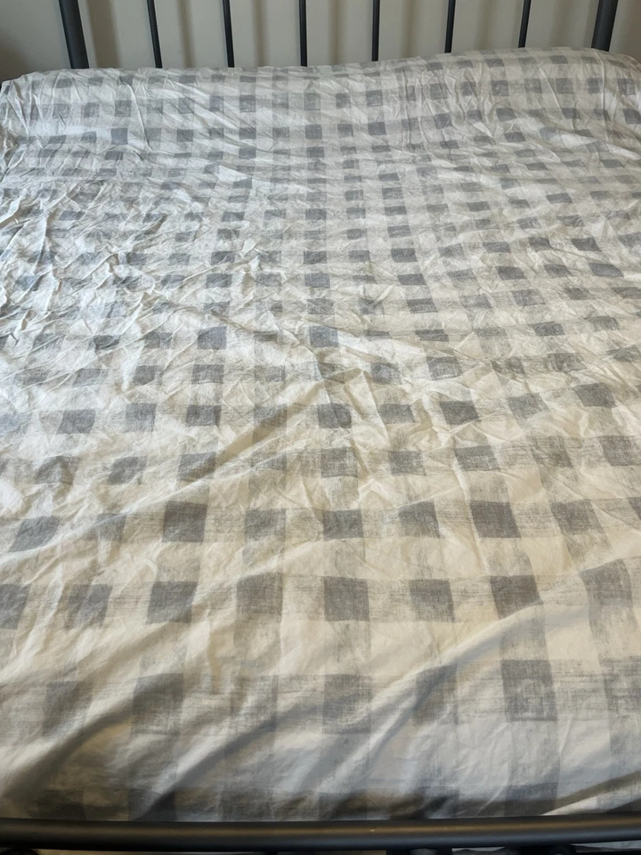 Funda nórdica Pottery Barn Rhett Check gris/crema doble y farsa estándar Foto 3 de 4