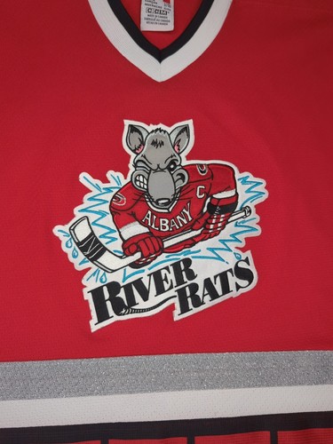 Camiseta deportiva de hockey de los Devils AHL de Nueva Jersey CCM Albany River Rats juvenil XL hombres pequeña en muy buena condición - Imagen 4 de 11