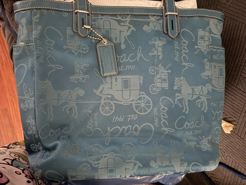 Bolso de hombro de lona Coach caballo y carro #C1076-F15157 Foto 4 de 4