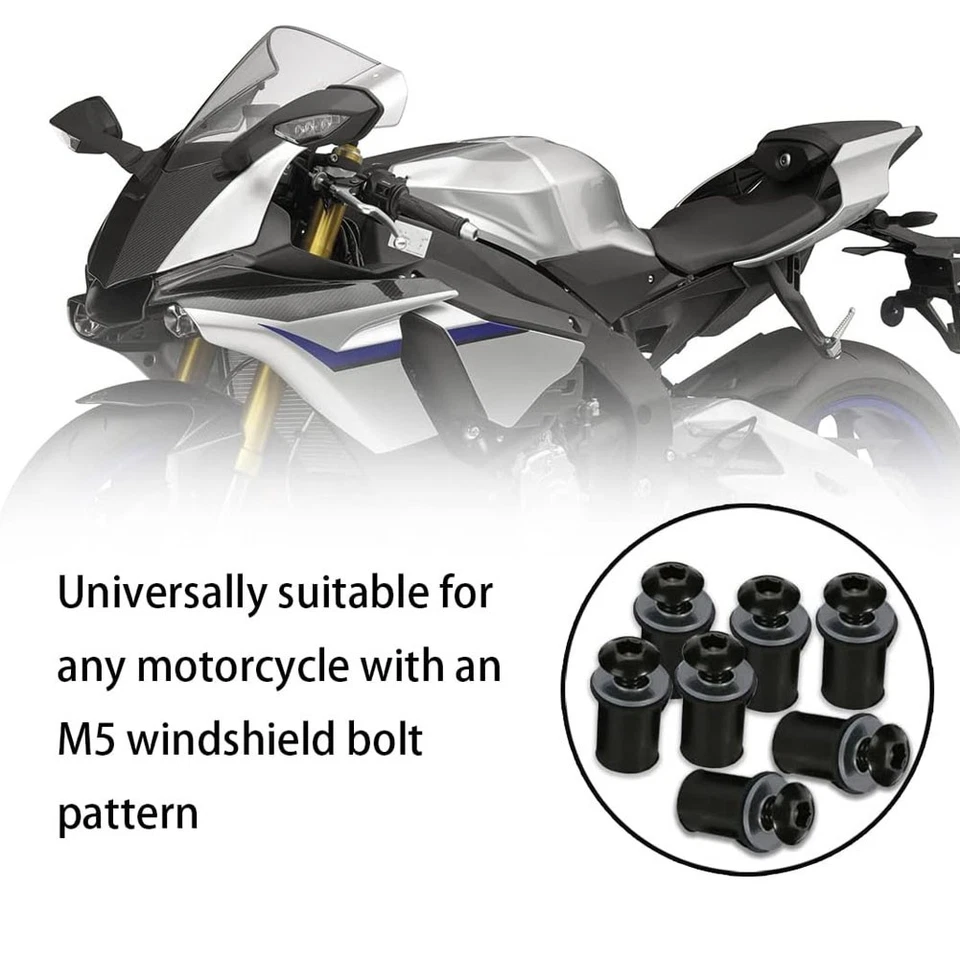 10X Motorcycle M5 x 15mm CNC Windscreen Windshield Screw Bolts Nuts Fastener Kit - Image 4 of 4