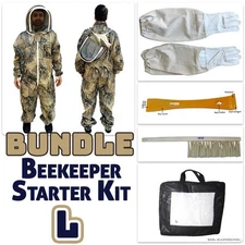 Jawadis Seclusion 3D Bee Keeper Suit Bundle – Adult L - Gloves, Hive Tool, Brush