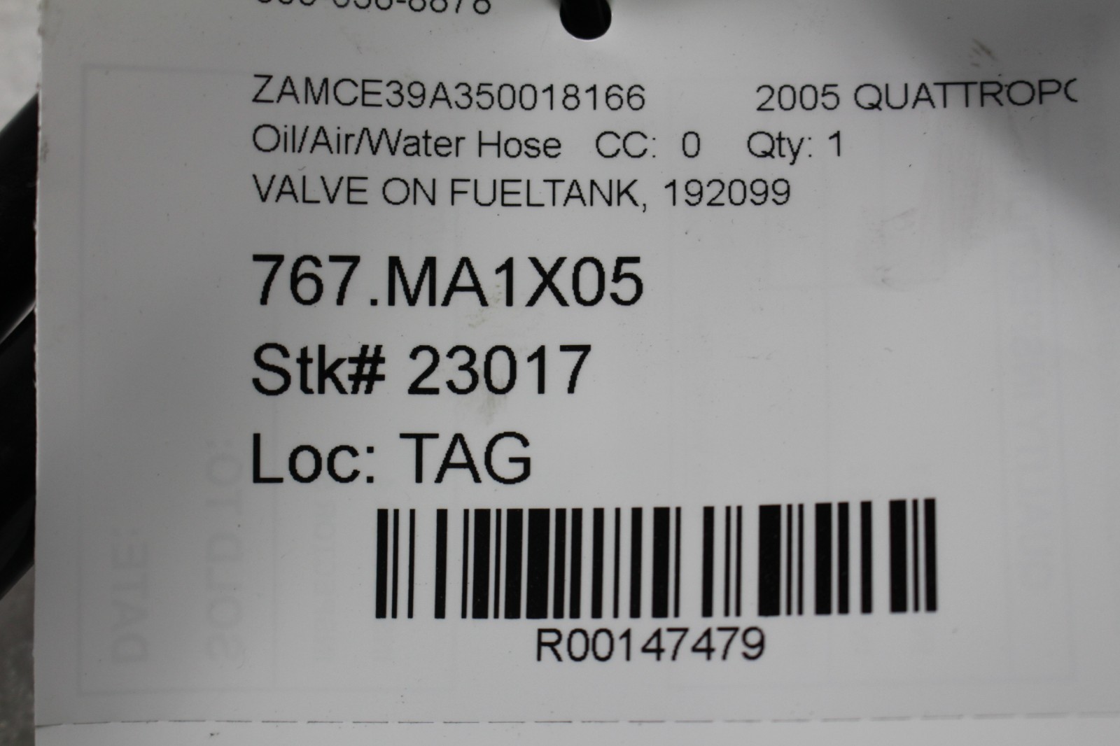 Maserati Quattroporte, Valve on Fuel Tank, Used, P/N 192099