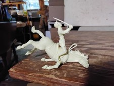 MARX 60s Civil War Cream FALLING HORSE RIDER Figures Playset