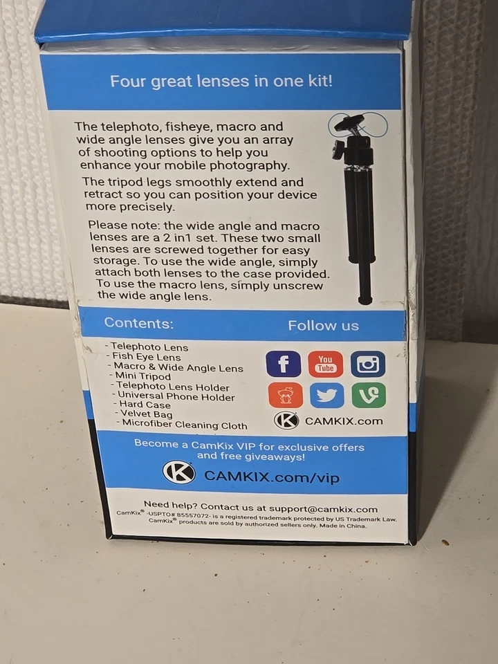 Kit de lentes CamKix 4 en 1 para iPhone 6/6S: zoom 8X, gran angular, macro, ojo de pez Foto 4 de 4