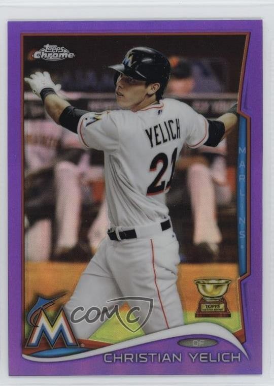 2014 Topps Chrome Retail Purple Refractor Christian Yelich #215 c8a
