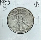 1935-S  WALKING LIBERTY SILVER HALF DOLLAR~ VF ~NICE LOOKING COIN~ 90% SILVER
