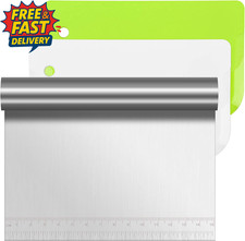 Dough Scraper Cutter, 3 Pcs Stainless Steel Dough Scraper with Handle and Measur