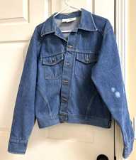 Vintage Dickies Large 46 Blue Denim Chore or Trucker Jacket White Tag Label