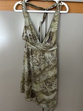 Y2K Urban Outfitters FairyCore Halter Dress Sz Large Asymmetrical Green Floral L