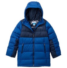 Columbia Youth M MEDIUM Pike Lake II Hooded Jacket Puffer Coat Boys Kids BLUE