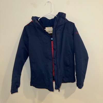 Roxy Big Girls Ski Coat 12 Navy Shell Pink Inside