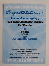 2026 Alysa Liu Topps Chrome Us Winter Olympics 1986 Red Parallel Auto /5