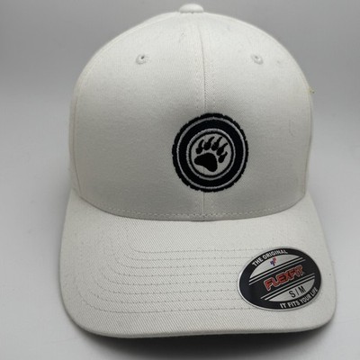 FLEXFIT The Original White Bear Paw Hat Cap S/M White Cotton Blend Stretch