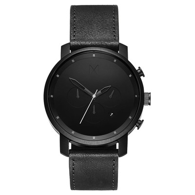 MVMT Chrono Black Leather Herrenuhr Chronograph mit Lederband D-MC01-BL