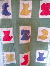 Baby Blanket Handmade Hand Stitched Vtg Animals Colorful Crib Wall Hanging Apply