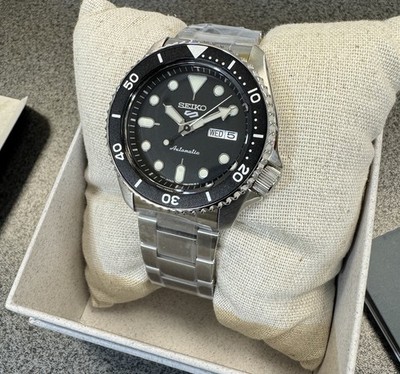 Seiko Automatic Black Dial Steel Bracelet Men's Watch SRPD55 New With Tag 