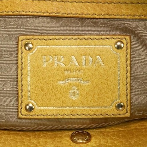 Authentic Prada 2-Way Shoulder Bag for Women, Yellow, Logo, Genuine Leather AUTH thumbnail 15