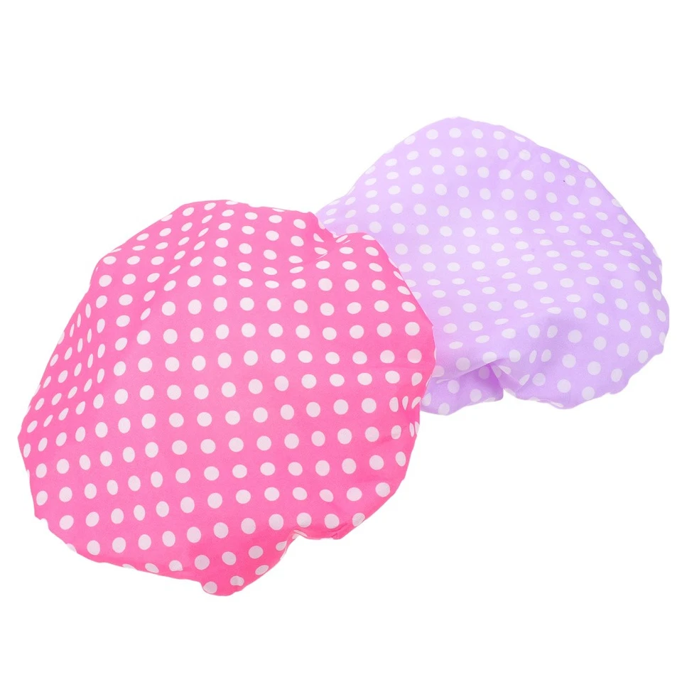 2 Pcs Duschhaube Wiederverwendbar Stilvolle Duschkappe Badhut Mit Doppelschicht - Bild 3 von 4